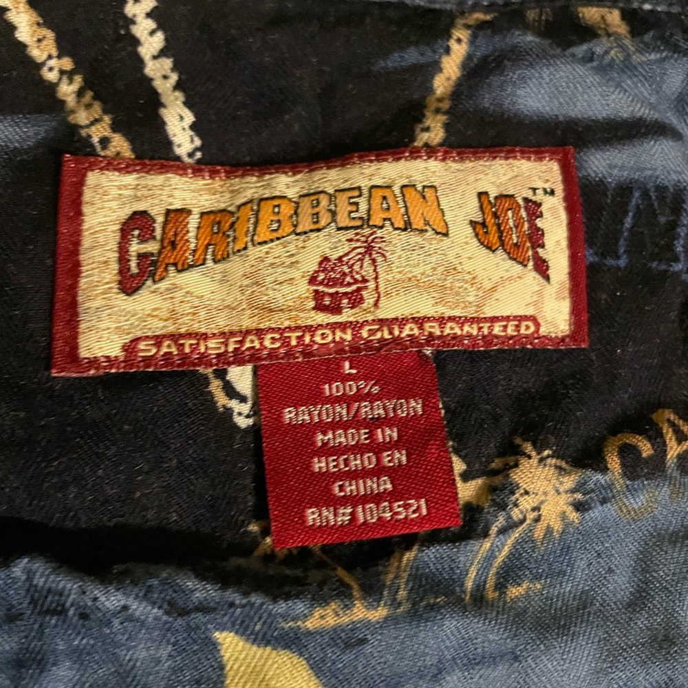 Y2K Caribbean Joe Hawaiian Shirt | Tropical Rayon Button Front Top | Size Large - Picture 5 of 5